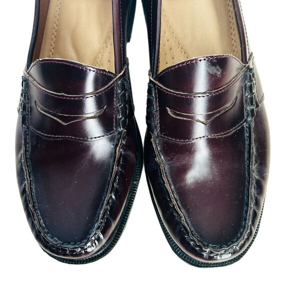 Nunn Bush Lincoln Moc Toe Penny Loafers 9.5 W Shoes Burgundy Leather Excellent! main image 4